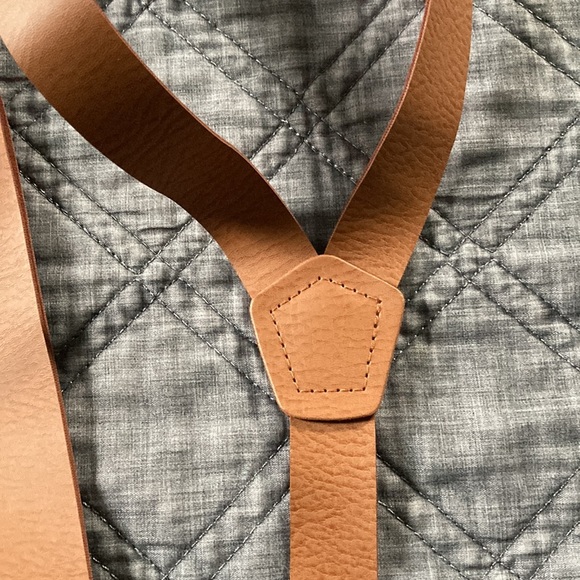 Faux Leather Suspenders - Light Brown - Picture 4 of 5